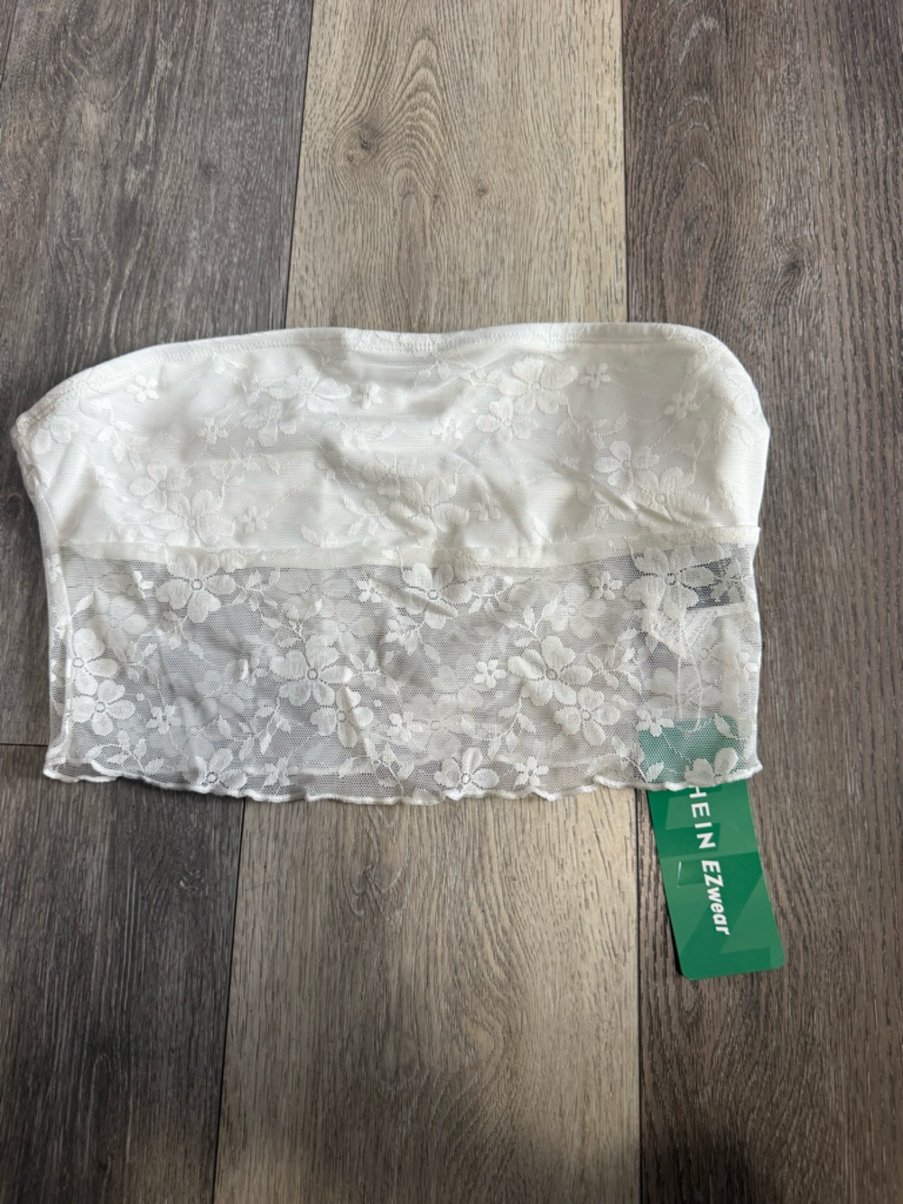 SHEIN White Lace Bandeau Tube Top